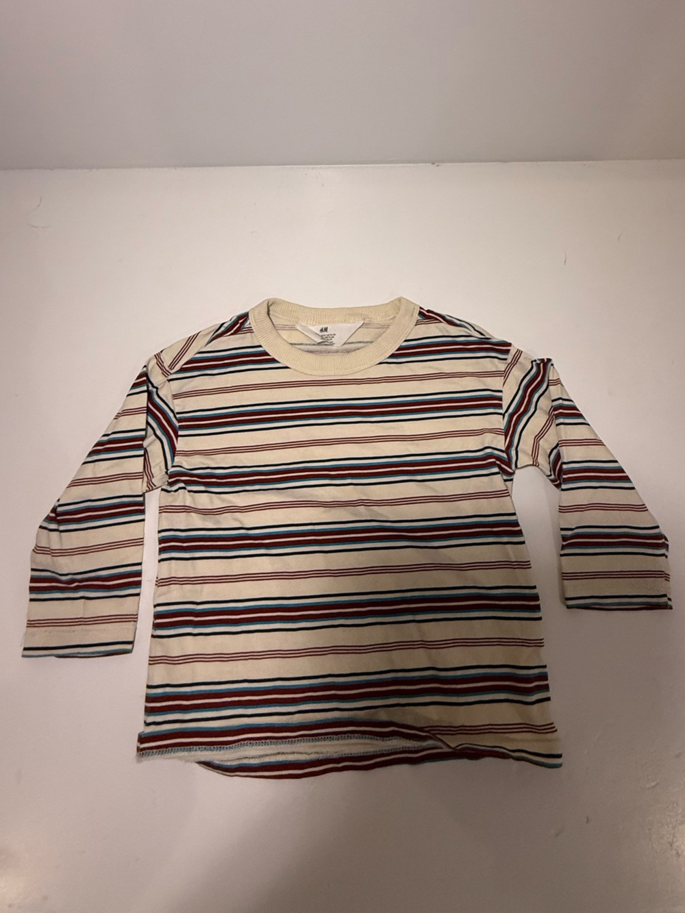 H&M Cream Multicolour Striped Long Sleeve Shirt 2T
